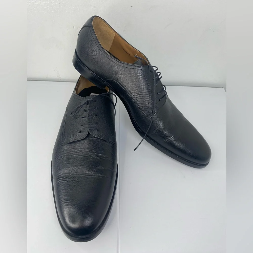 Boss Nordstrom Black Leather Derby Dress Lace Up Tie Luxury Designer Shoes